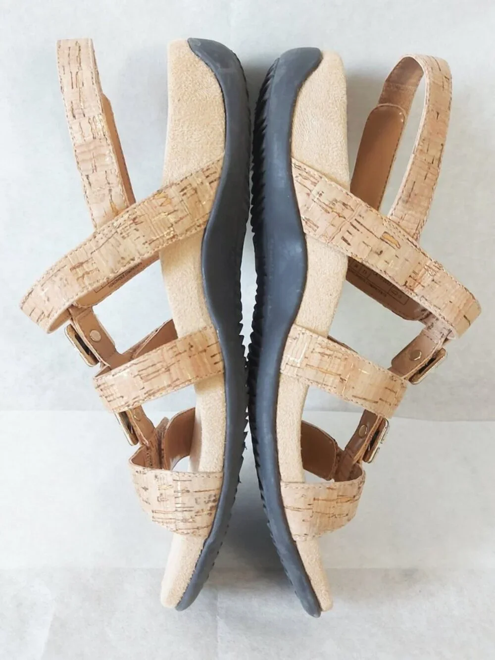 Vionic Women Rest Amber Pearl Tan Sandals Size 6 Ankle Back Straps Walking Shoes